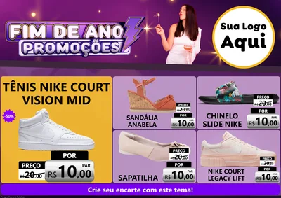 Modelo de Encarte para Encarte A4 Horizontal com o tema Fim de Ano Promoções para Calçados