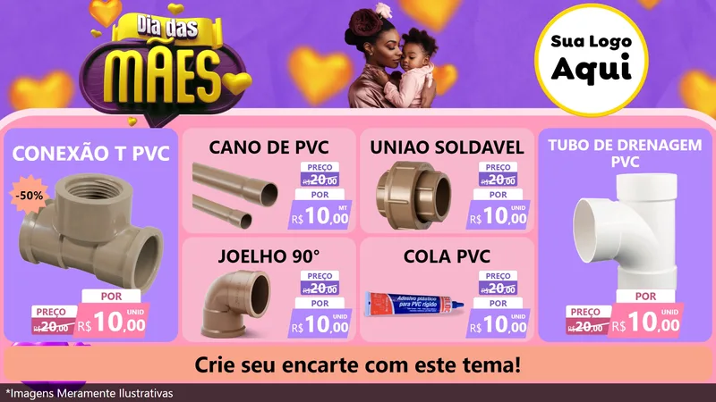 Modelo de TV para TV Horizontal com o tema Dia das Mães para Tubos e conexões