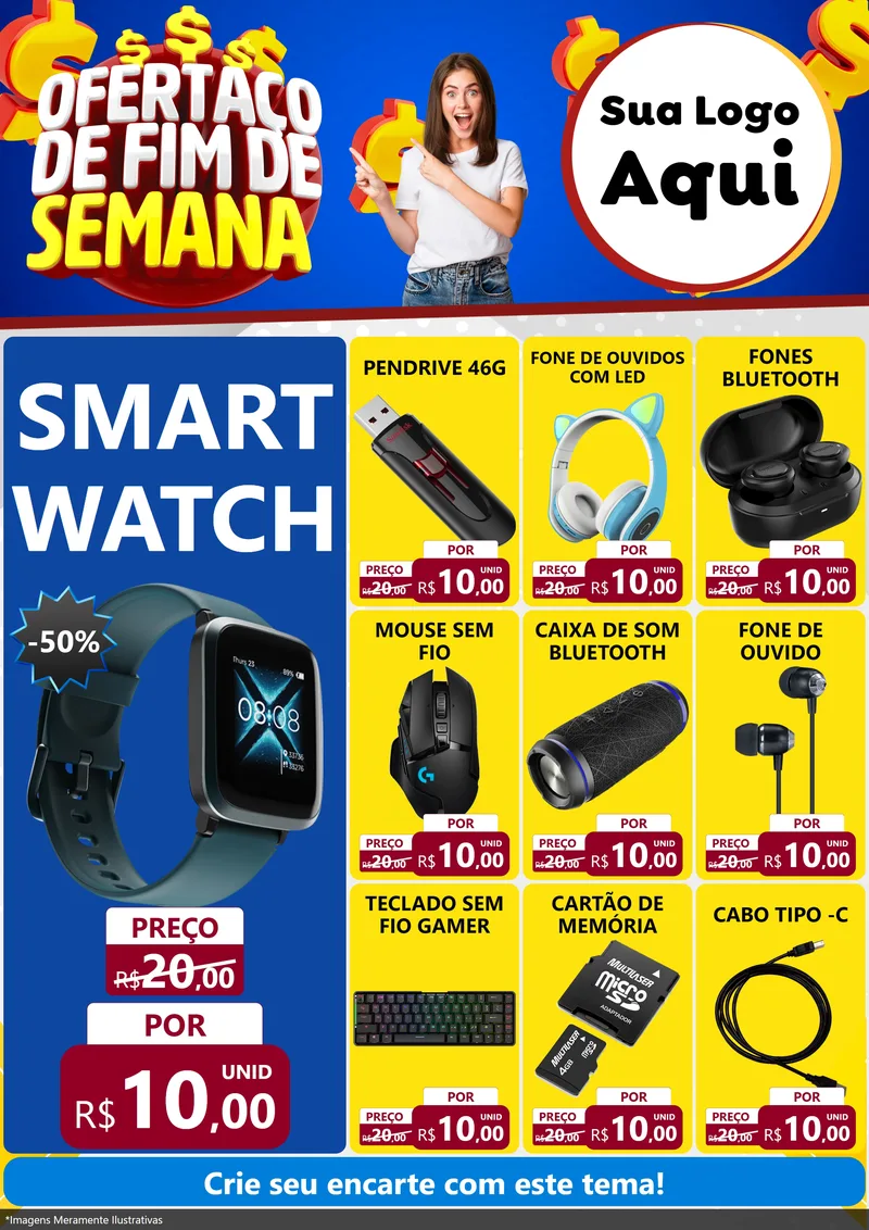 Modelo de Encarte para Encarte A4 Vertical com o tema Ofertaço de Fim de Semana para Informática