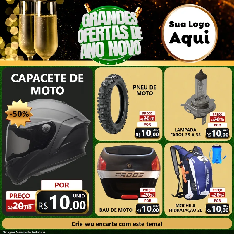 Modelo de Rede Social para Feed Facebook com o tema Grandes Ofertas de Ano Novo para Moto peças