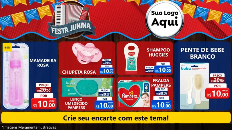 Modelo de TV para TV Horizontal com o tema Festa Junina para Bebês