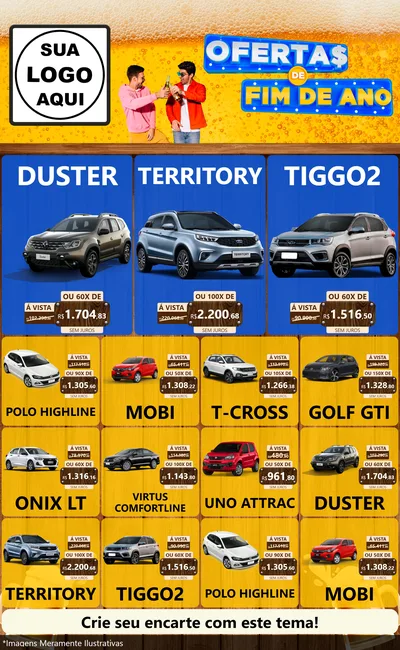 Modelo de Encarte para Encarte Grande com o tema Ofertas de Fim de Ano para Concessionaria de Carros