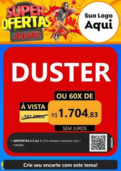 Modelo de Cartaz para Cartaz A4 Vertical com o tema Super Ofertas Julho para Concessionaria de Carros