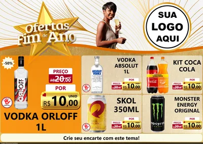 Modelo de Encarte para Encarte A4 Horizontal com o tema Ofertas Fim de Ano para Distribuidora de bebidas
