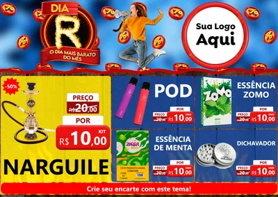 Modelo de Encarte para Encarte A4 Horizontal com o tema Dia R - O Dia Mais Barato Do Mês para Tabacaria