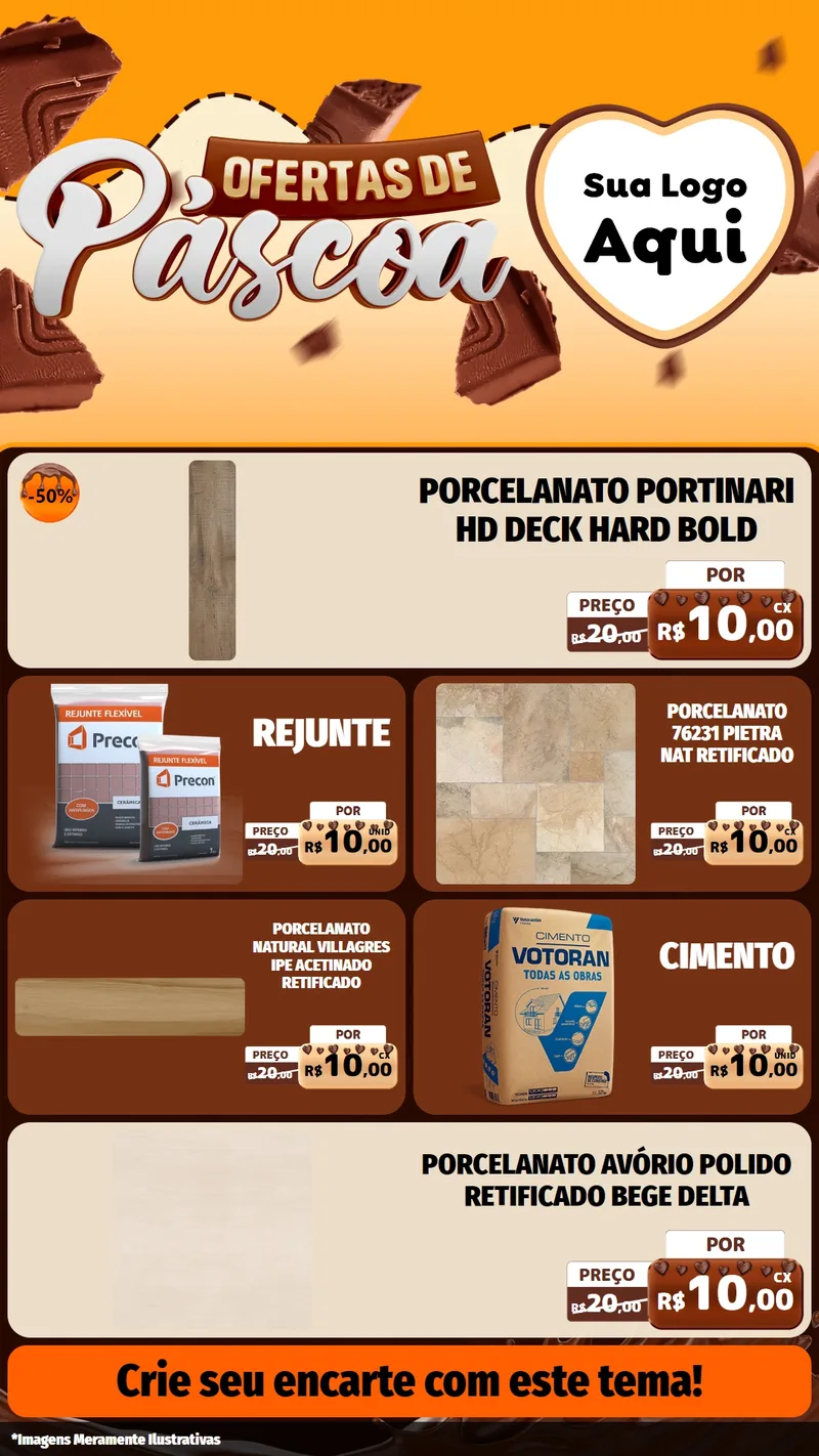 Modelo de TV para TV Vertical com o tema Ofertas de Páscoa para Pisos e revestimentos