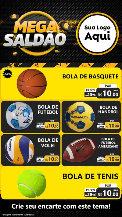 Modelo de TV para TV Vertical com o tema Mega Saldão para Artigos Esportivos