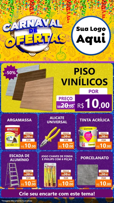 Modelo de Rede Social para Stories com o tema Carnaval de Ofertas para Material para Construção
