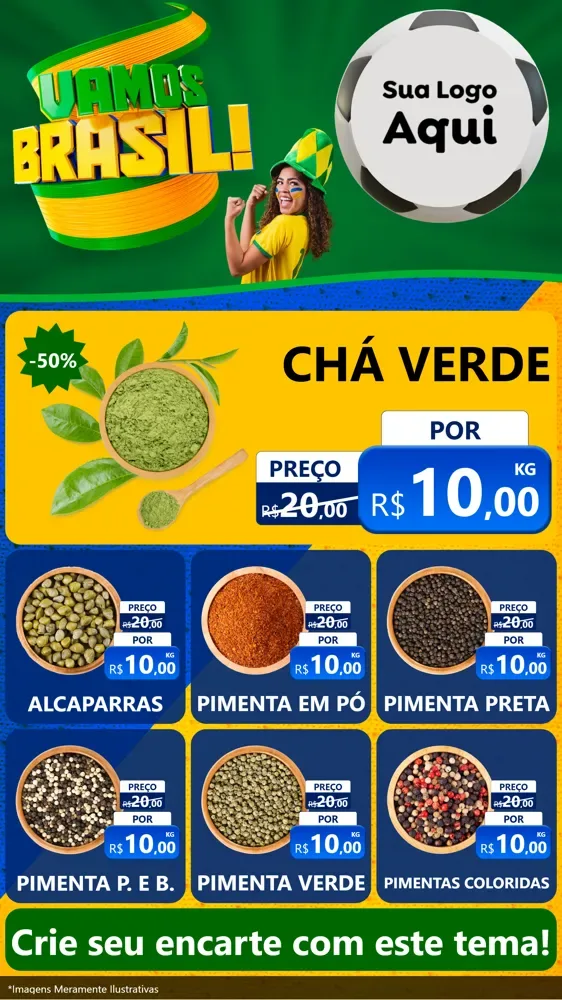 Modelo de Rede Social para Stories com o tema Vamos Brasil - Copa para Produtos Naturais