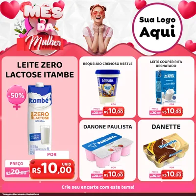 Modelo de Rede Social para Feed Facebook com o tema Mês da Mulher para Frios e Laticínios