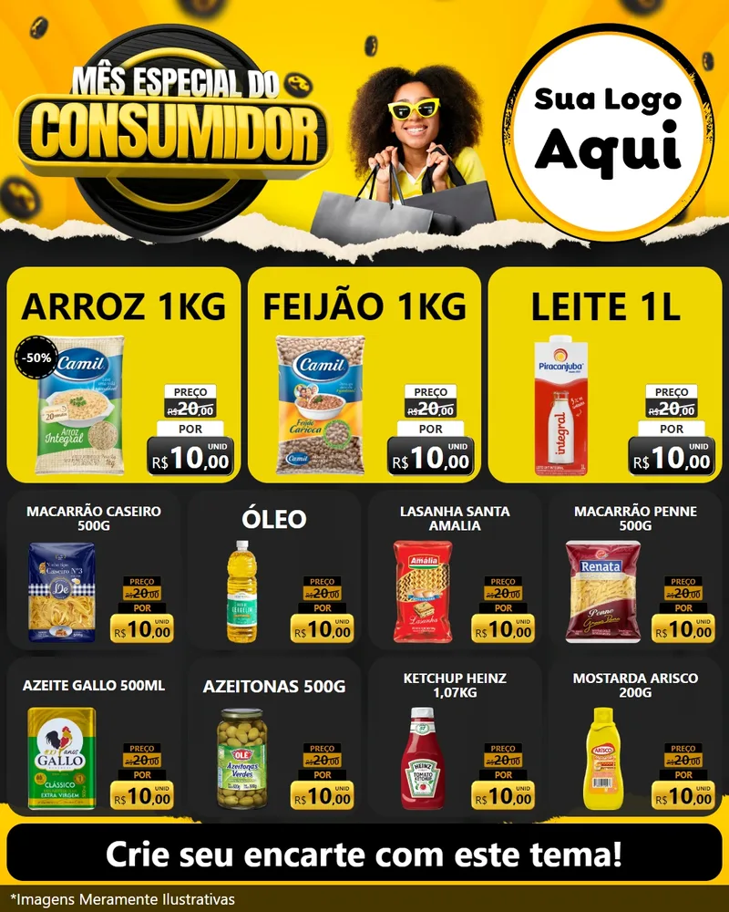 Modelo de Rede Social para Feed Instagram com o tema Mês Especial do Consumidor para Supermercado