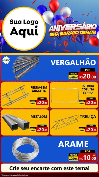 Modelo de TV para TV Vertical com o tema Aniversário para Ferragens