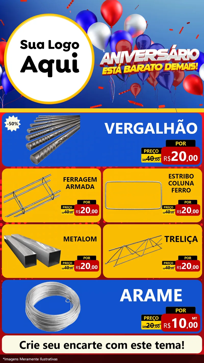 Modelo de TV para TV Vertical com o tema Aniversário para Ferragens
