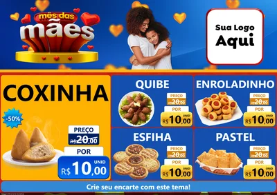 Modelo de Encarte para Encarte A4 Horizontal com o tema Mês das Mães para Salgadaria
