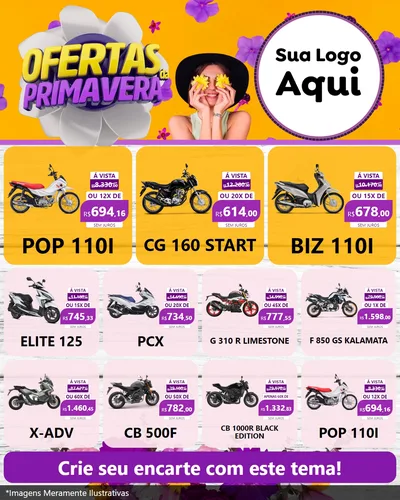 Modelo de Rede Social para Feed Instagram com o tema Ofertas Da Primavera para Concessionaria de Motos