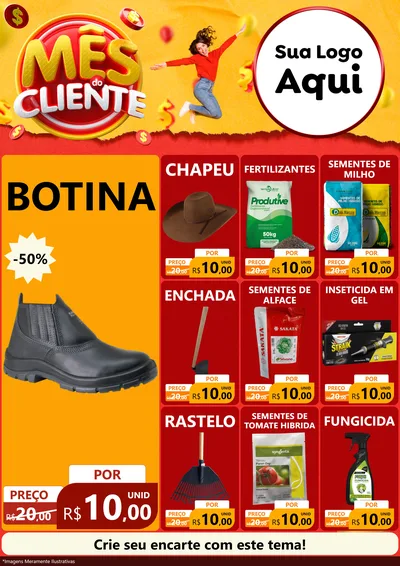Modelo de Encarte para Encarte A4 Vertical com o tema Mês do Cliente para Agropecuária
