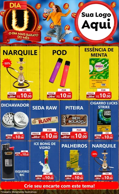 Modelo de Encarte para Encarte Grande com o tema Dia U - O Dia Mais Barato Do Mês para Tabacaria