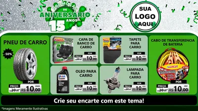 Modelo de TV para TV Horizontal com o tema Promoção de Aniversário - 15 Anos para Auto peças