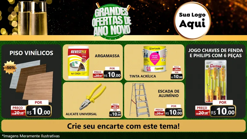 Modelo de TV para TV Horizontal com o tema Grandes Ofertas de Ano Novo para Material para Construção