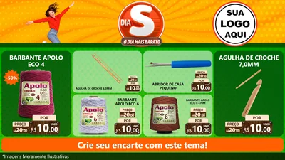 Modelo de TV para TV Horizontal com o tema Dia S - O Dia Mais Barato para Armarinho e Aviamentos