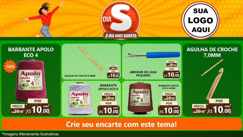 Modelo de TV para TV Horizontal com o tema Dia S - O Dia Mais Barato para Armarinho e Aviamentos