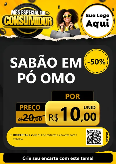 Modelo de Cartaz para Cartaz A4 Vertical com o tema Mês Especial do Consumidor para Produtos de Limpeza
