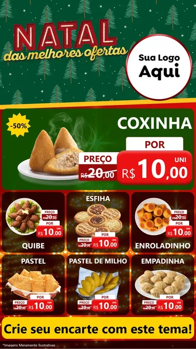 Modelo de Rede Social para Stories com o tema Natal das Melhores Ofertas para Salgadaria