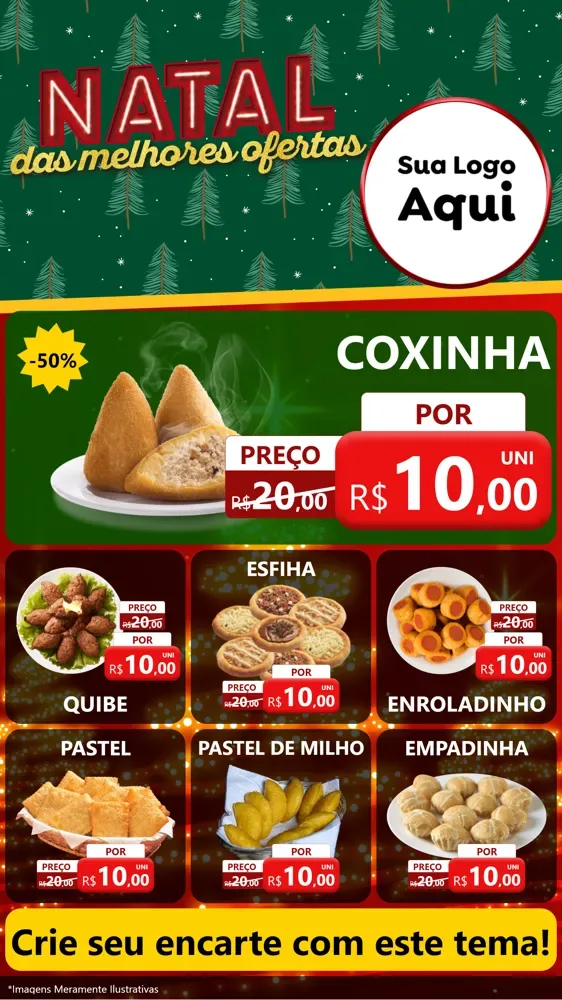 Modelo de Rede Social para Stories com o tema Natal das Melhores Ofertas para Salgadaria