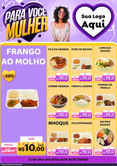 Modelo de Encarte para Encarte A4 Vertical com o tema Para Você, Mulher para Restaurante