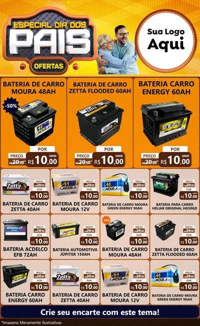 Modelo de Encarte para Encarte Grande com o tema Especial Dia dos Pais para Baterias Elétricas