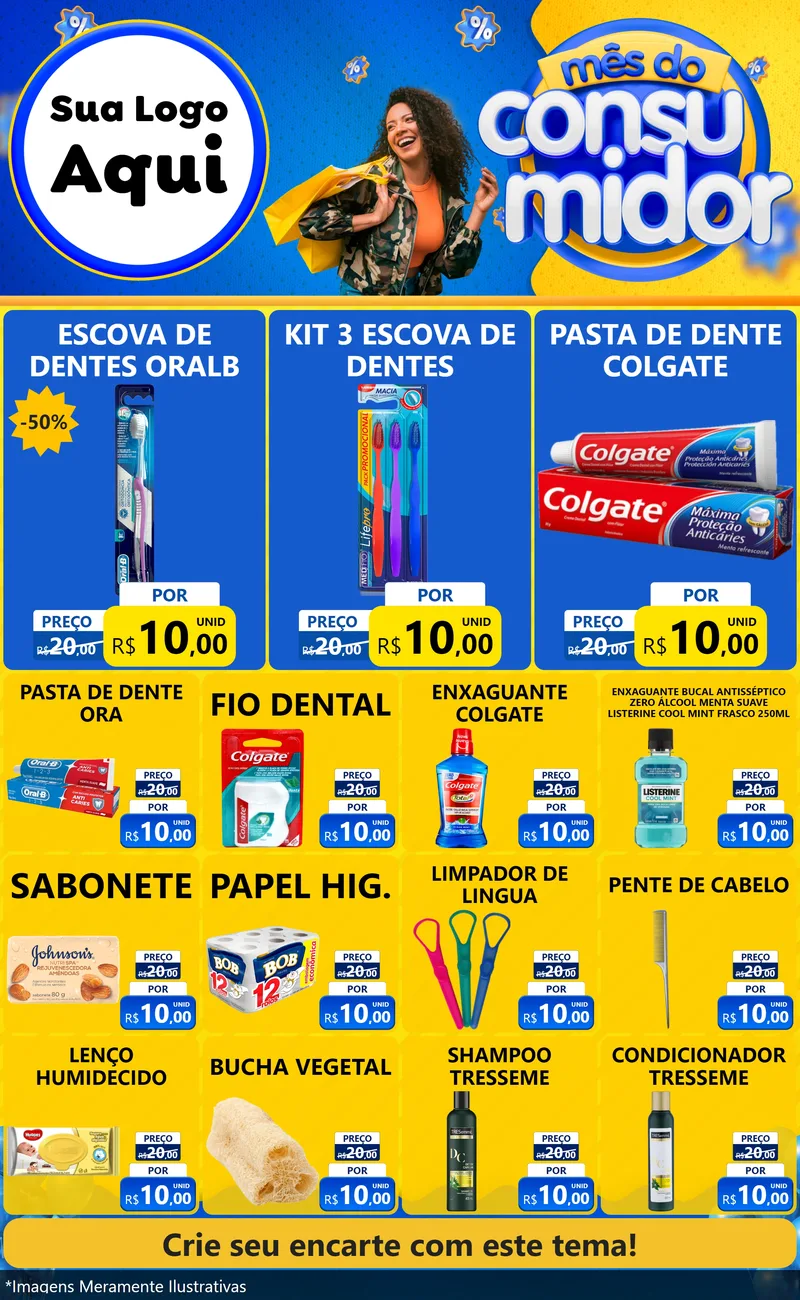 Modelo de Encarte para Encarte Grande com o tema Mês do Consumidor para Higiene Pessoal