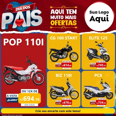 Modelo de Rede Social para Feed Facebook com o tema Dia dos Pais para Concessionaria de Motos