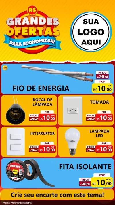 Modelo de TV para TV Vertical com o tema Grandes Ofertas Para Economizar! para Materiais Elétricos