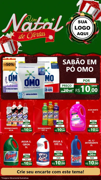Modelo de Rede Social para Stories com o tema Um Natal de Ofertas para Produtos de Limpeza