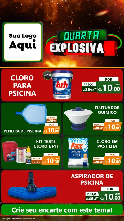 Modelo de TV para TV Vertical com o tema Quarta Explosiva para Produtos para Piscina