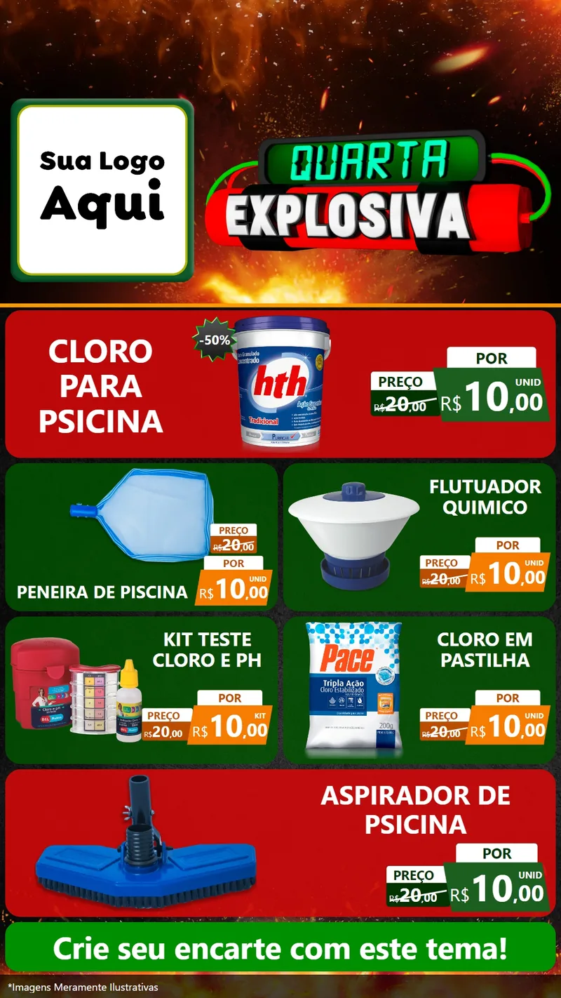 Modelo de TV para TV Vertical com o tema Quarta Explosiva para Produtos para Piscina