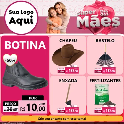 Modelo de Rede Social para Feed Facebook com o tema Super Dia Das Mães para Agropecuária