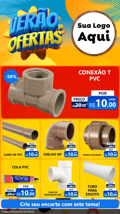 Modelo de Rede Social para Stories com o tema Verão de Ofertas para Tubos e conexões