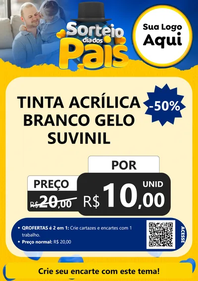 Modelo de Cartaz para Cartaz A4 Vertical com o tema Sorteio Dia Dos Pais para Tintas e Ferramentas