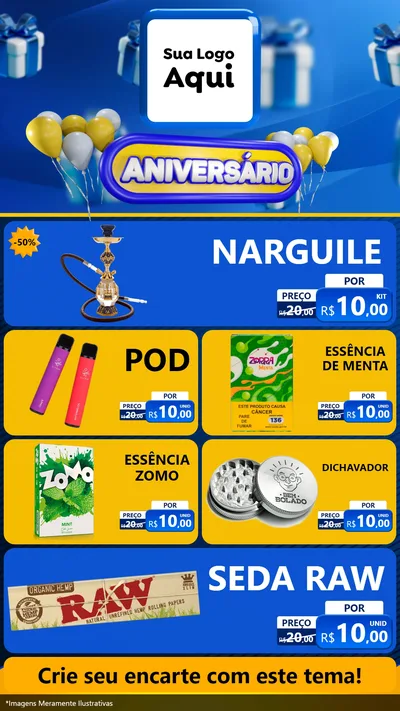 Modelo de TV para TV Vertical com o tema Aniversário para Tabacaria