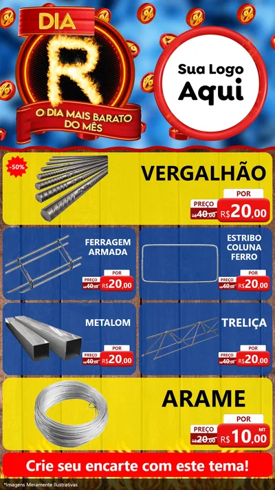 Modelo de TV para TV Vertical com o tema Dia R - O Dia Mais Barato Do Mês para Ferragens
