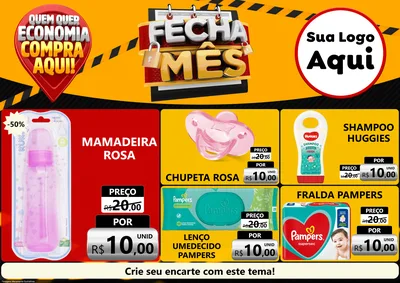 Modelo de Encarte para Encarte A4 Horizontal com o tema Fecha Mês para Bebês