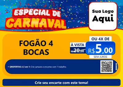 Modelo de Cartaz para Cartaz A4 Horizontal com o tema Especial de Carnaval para Móveis e Eletro