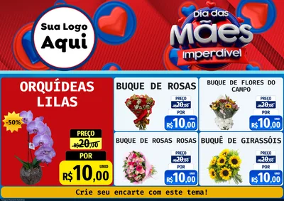 Modelo de Encarte para Encarte A4 Horizontal com o tema Dia Das Mães Imperdível para Floricultura e jardim