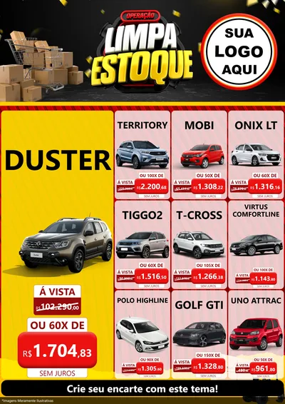 Modelo de Encarte para Encarte A4 Vertical com o tema Operação Limpa Estoque para Concessionaria de Carros