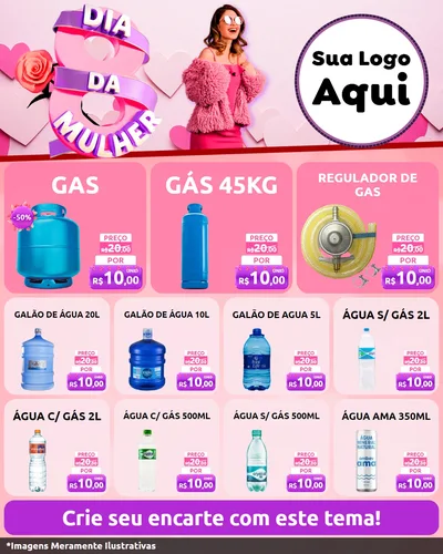 Modelo de Rede Social para Feed Instagram com o tema Dia da Mulher para Água e gás