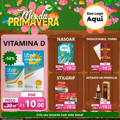 Modelo de Rede Social para Feed Facebook com o tema Mês da Primavera para Farmácia