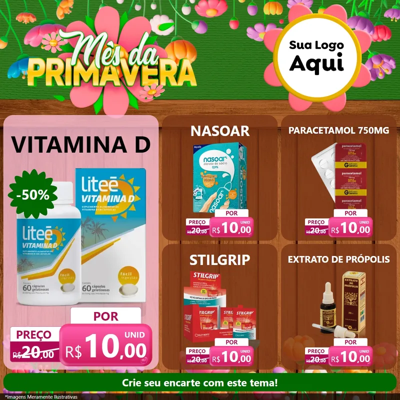 Modelo de Rede Social para Feed Facebook com o tema Mês da Primavera para Farmácia