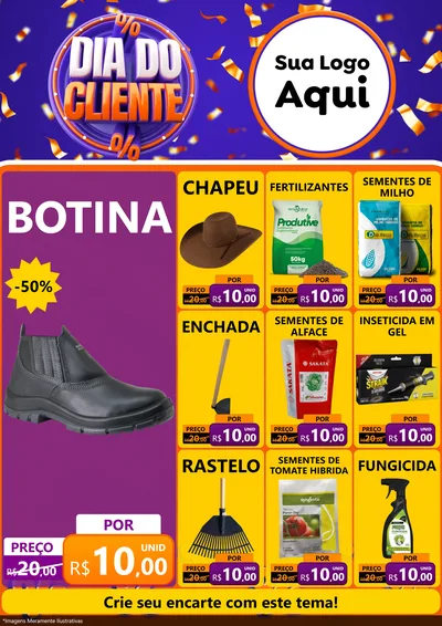 Modelo de Encarte para Encarte A4 Vertical com o tema Dia do Cliente para Agropecuária