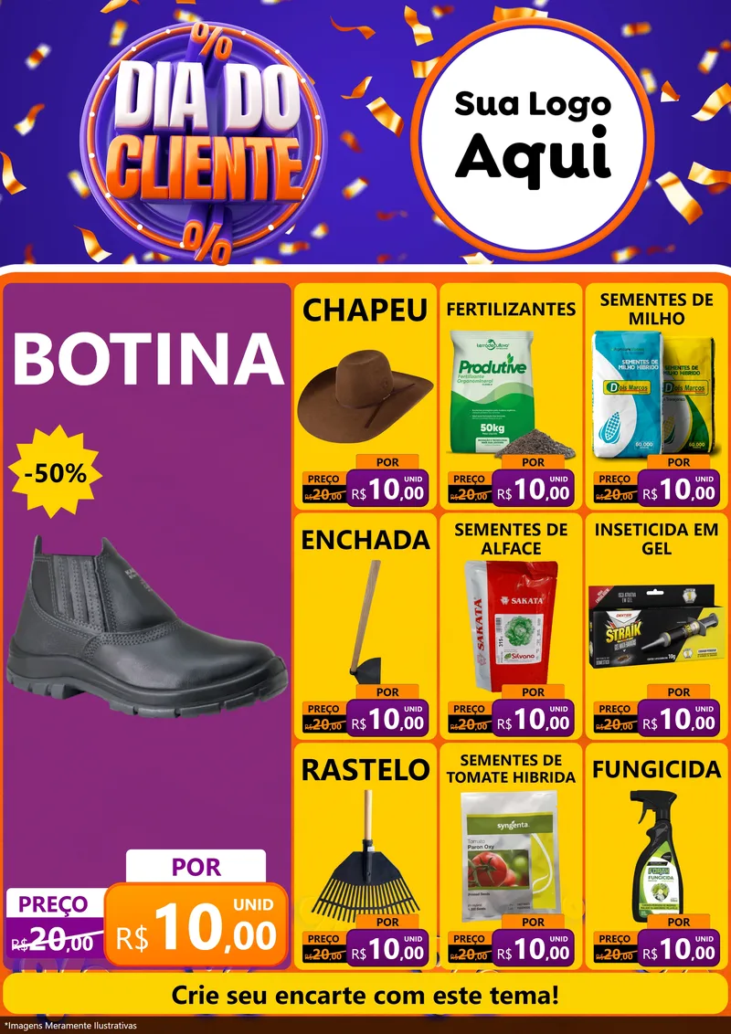 Modelo de Encarte para Encarte A4 Vertical com o tema Dia do Cliente para Agropecuária
